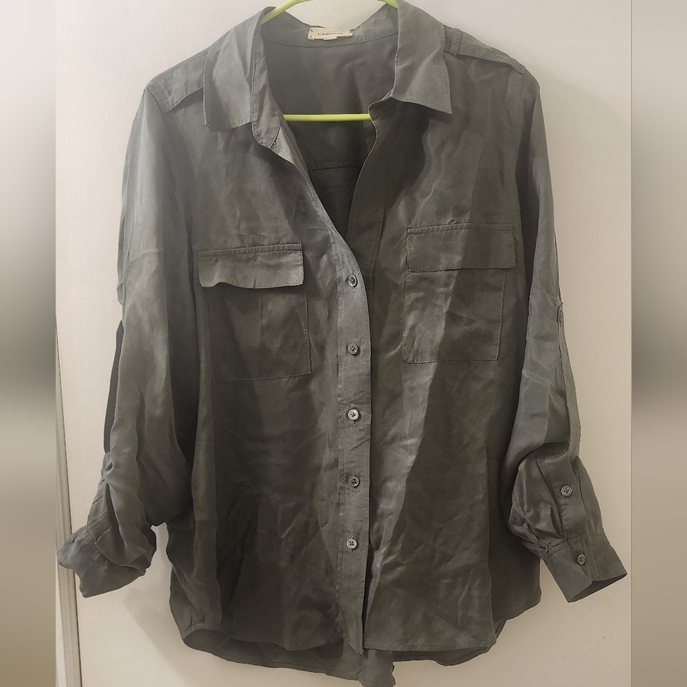 L' Agence Women's Green Shirt, Long Sleeve, Size‎ Medium.